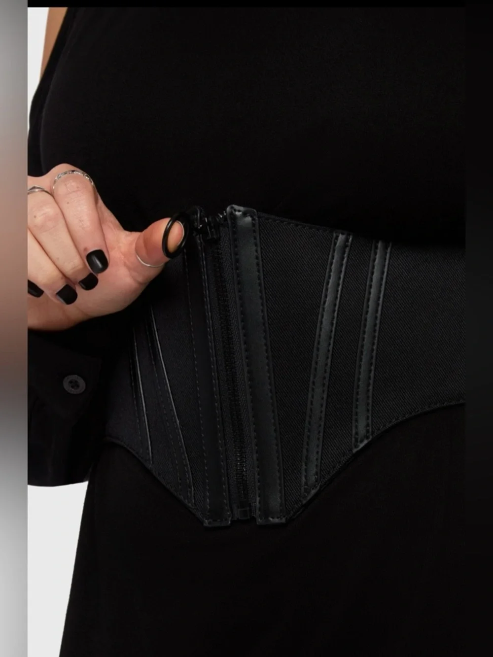 KIHILIST Obsidienne Corset Belt Black Gothic Waist Cincher NWT